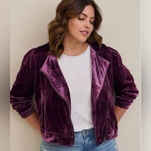 Torrid Purple Velvet Moto Jacket Size 3